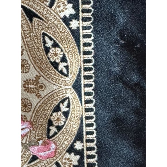 Jaclyn Smith Italy Floral Scarf Roses Paisley Trimmed in Black Gold Neck warmer - Picture 9 of 9